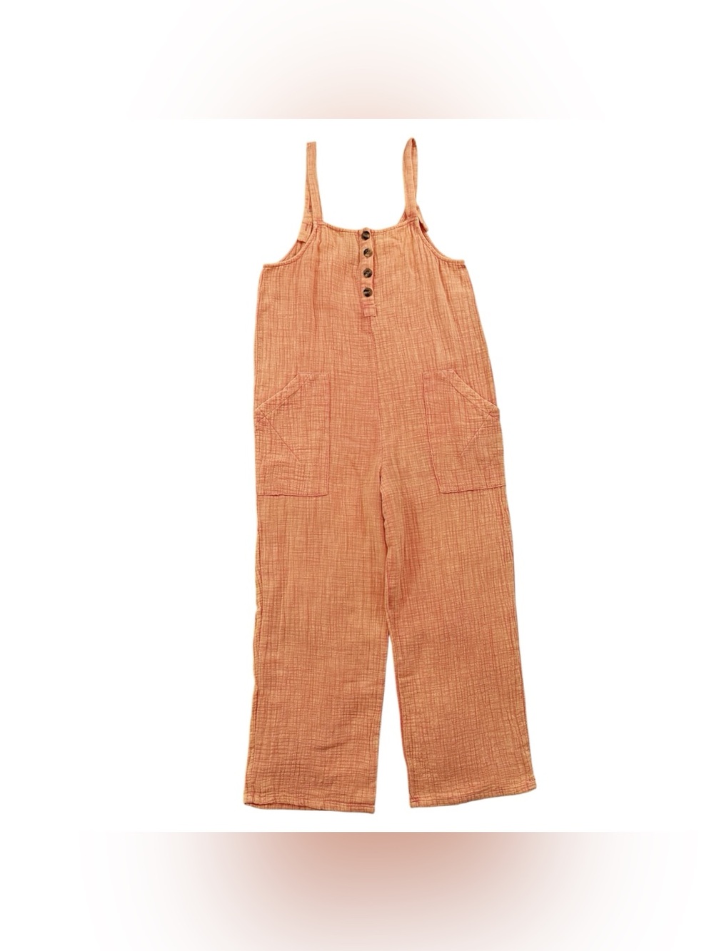Women's Rust Orange Cotton Gauze Romper Jumpsuit Large - Picture 1 of 13